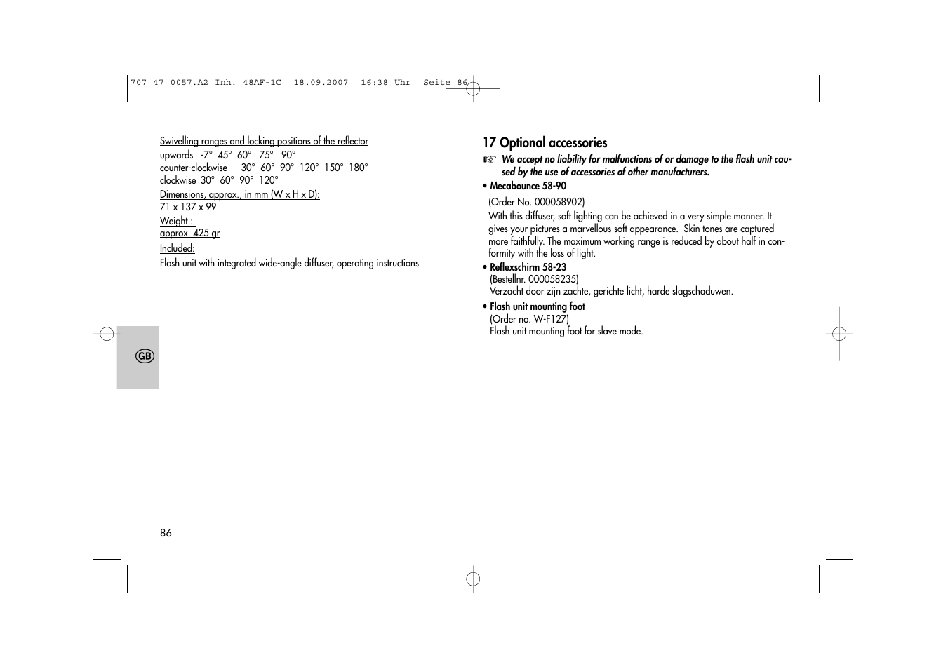 Metz MECABLITZ 48 AF-1 digital Canon User Manual | Page 86 / 136