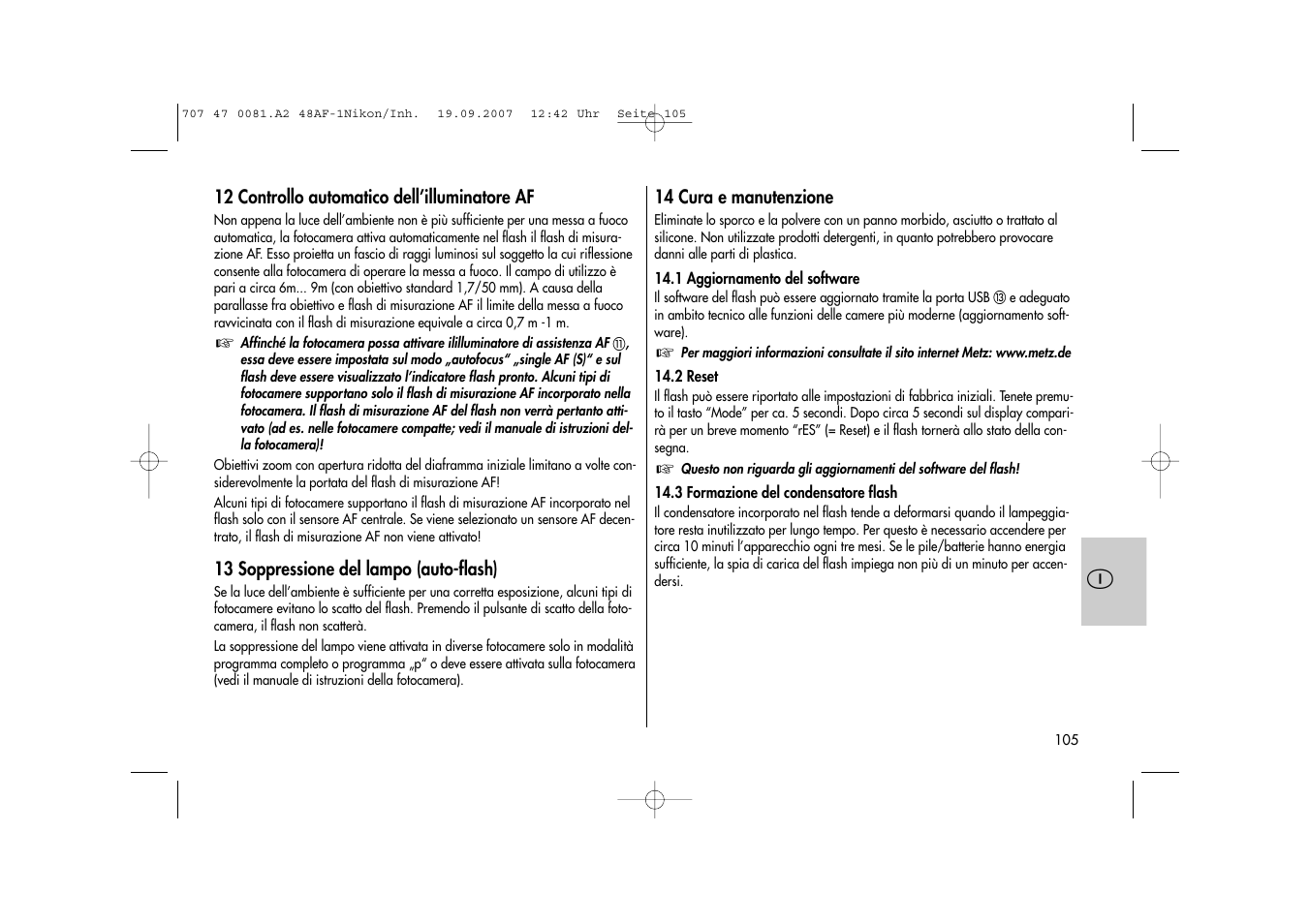 Metz MECABLITZ 48 AF-1 digital Nikon User Manual | Page 105 / 139