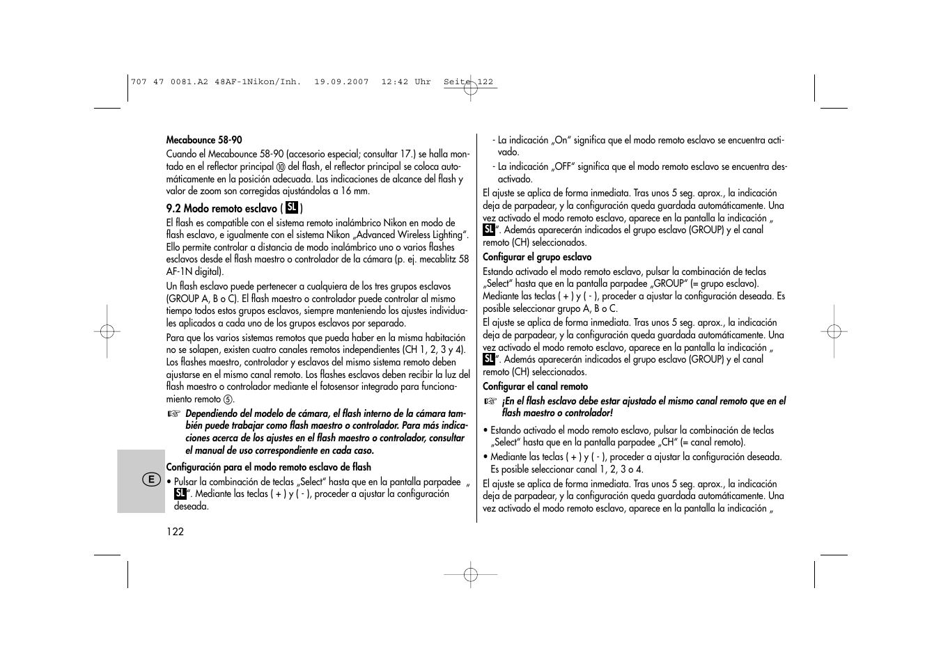 Metz MECABLITZ 48 AF-1 digital Nikon User Manual | Page 122 / 139