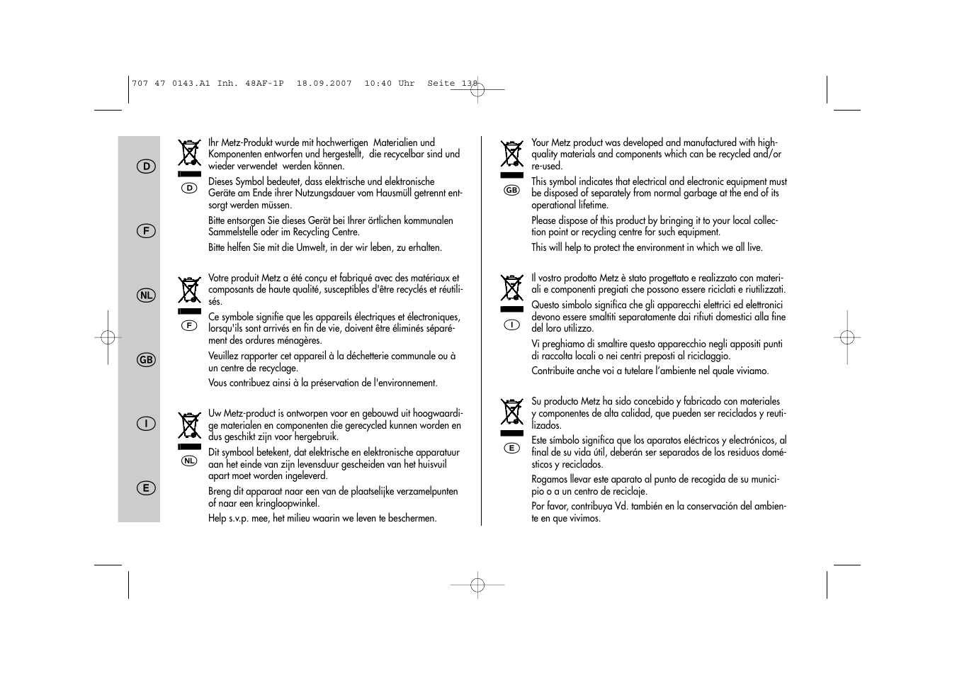 Metz MECABLITZ 48 AF-1 digital Nikon User Manual | Page 136 / 139