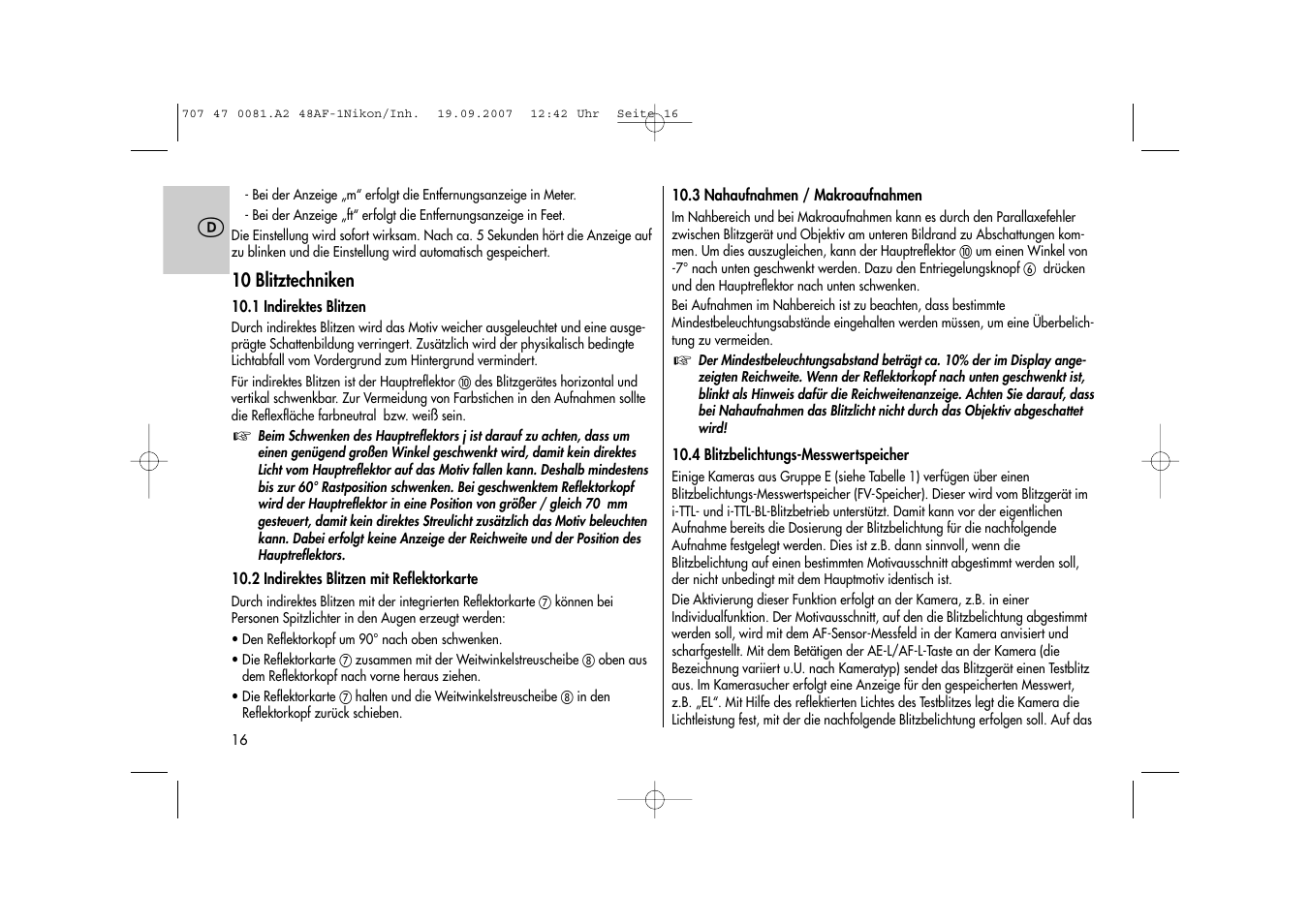 Metz MECABLITZ 48 AF-1 digital Nikon User Manual | Page 16 / 139