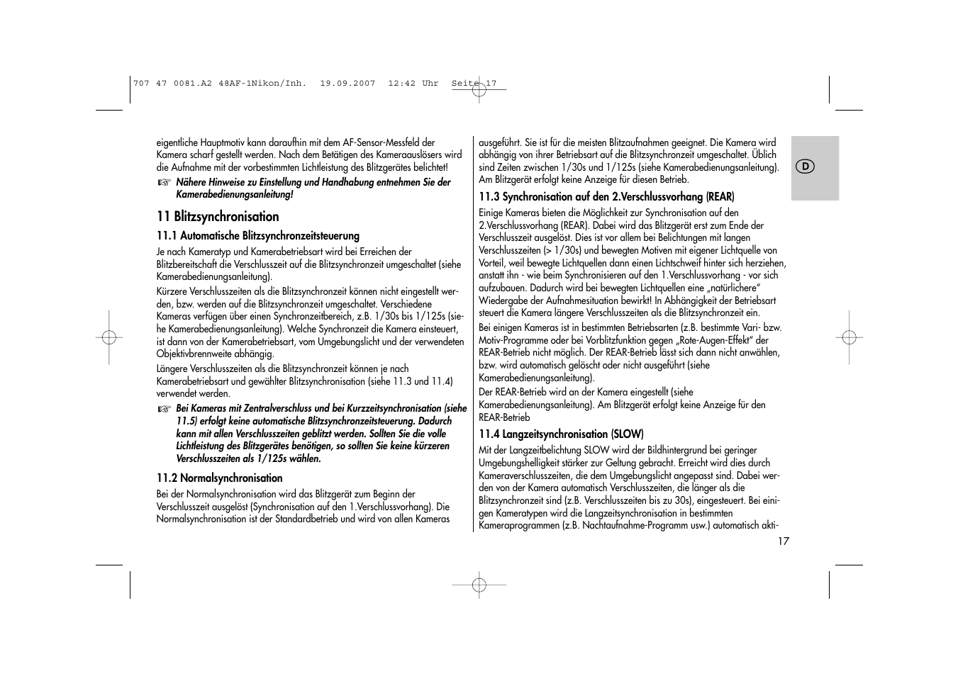 Metz MECABLITZ 48 AF-1 digital Nikon User Manual | Page 17 / 139