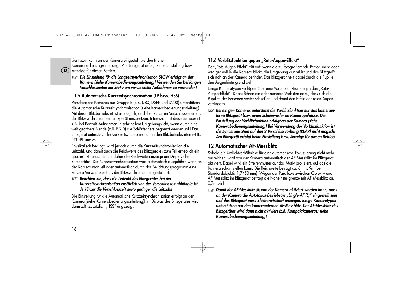 Metz MECABLITZ 48 AF-1 digital Nikon User Manual | Page 18 / 139
