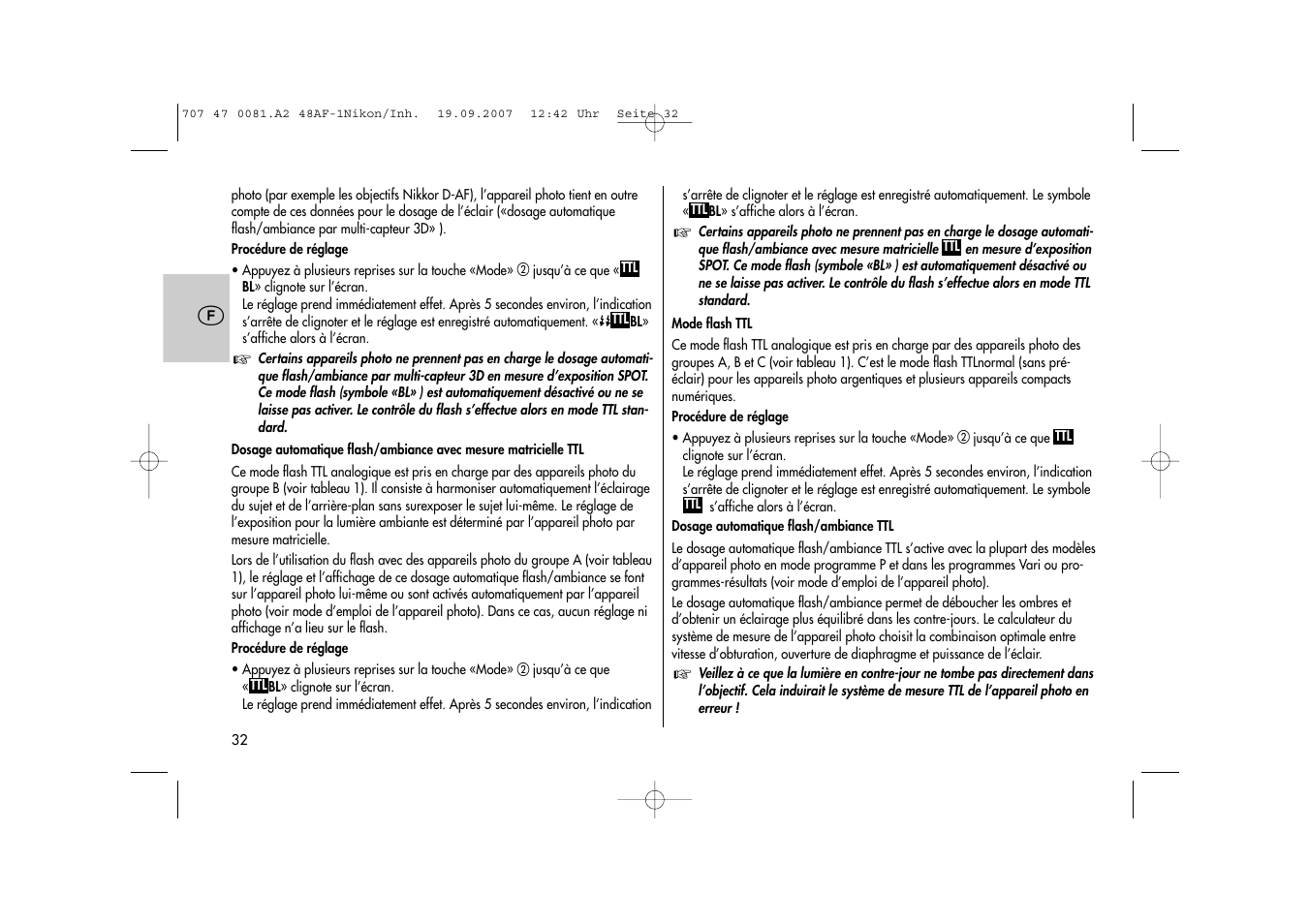 Metz MECABLITZ 48 AF-1 digital Nikon User Manual | Page 32 / 139