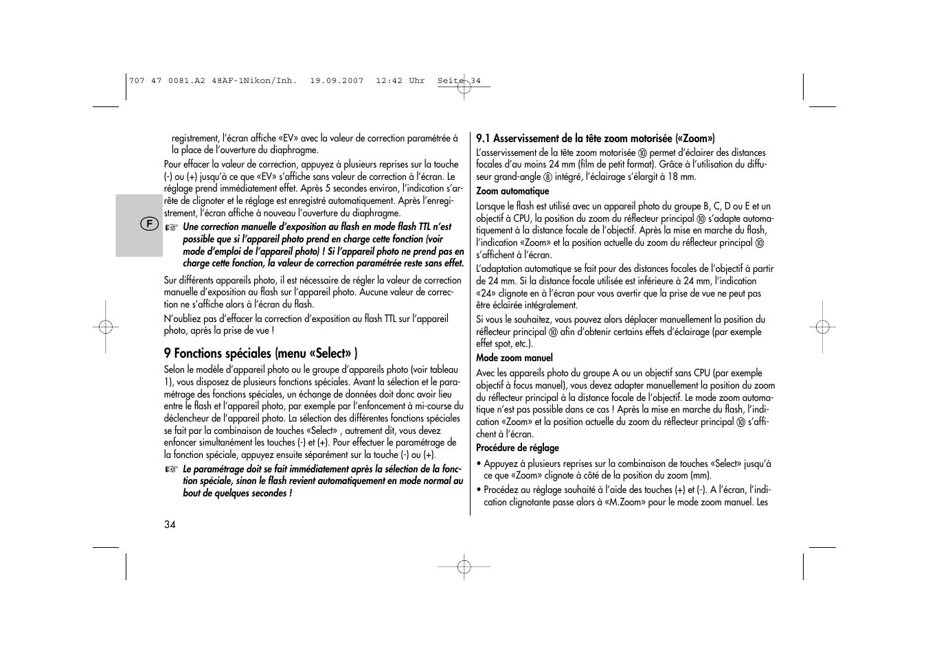 Metz MECABLITZ 48 AF-1 digital Nikon User Manual | Page 34 / 139