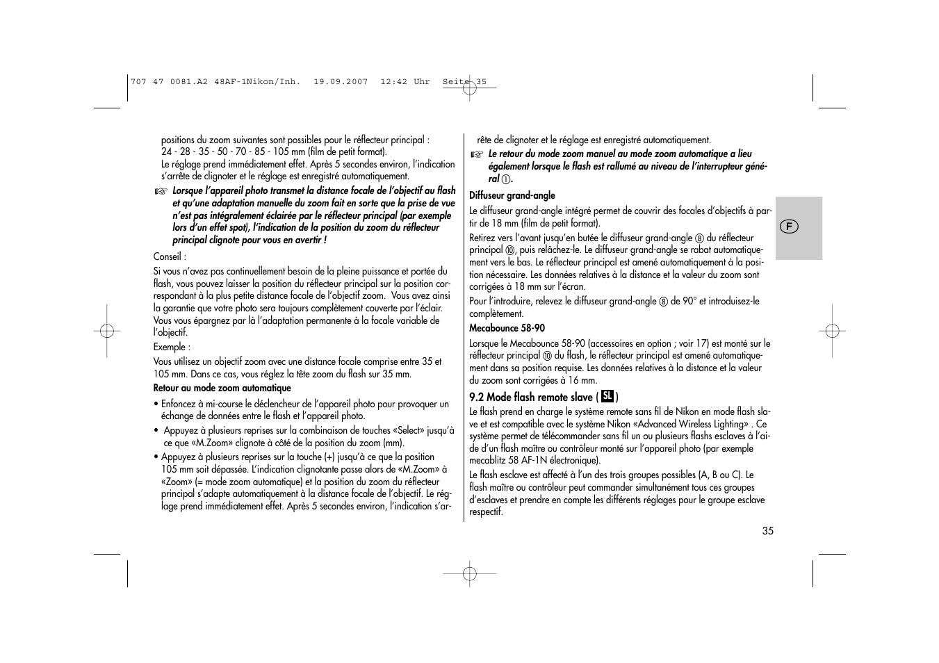 Metz MECABLITZ 48 AF-1 digital Nikon User Manual | Page 35 / 139