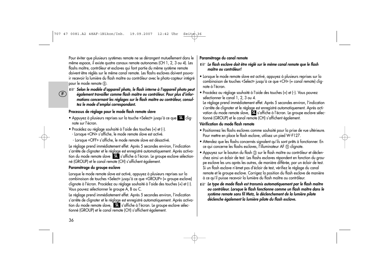 Metz MECABLITZ 48 AF-1 digital Nikon User Manual | Page 36 / 139