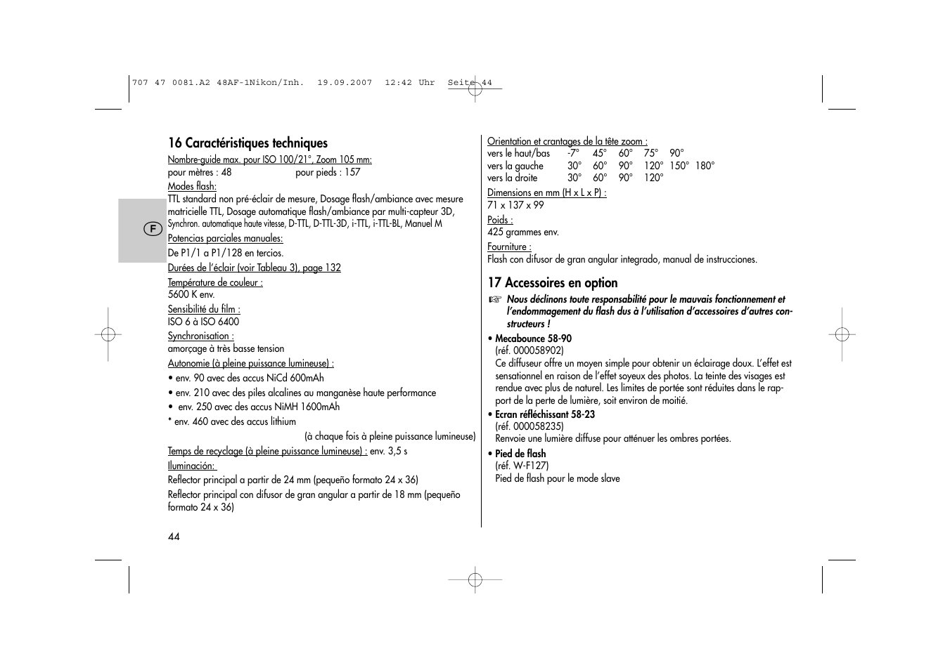Metz MECABLITZ 48 AF-1 digital Nikon User Manual | Page 44 / 139