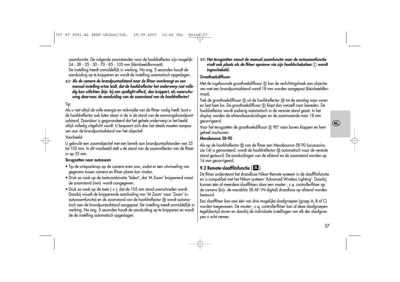 Metz MECABLITZ 48 AF-1 digital Nikon User Manual | Page 57 / 139