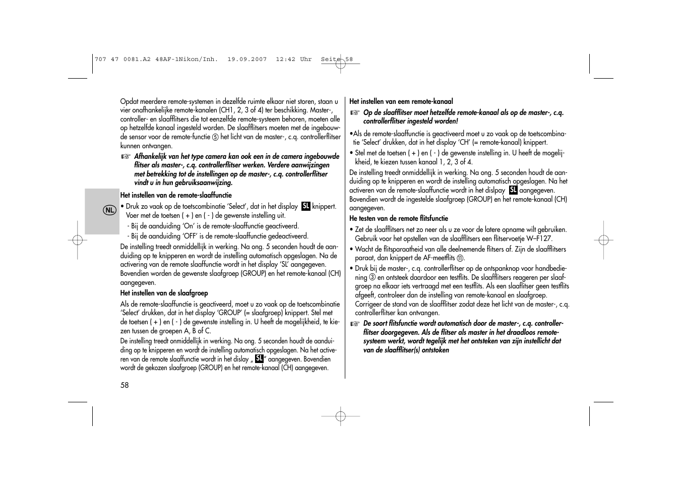 Metz MECABLITZ 48 AF-1 digital Nikon User Manual | Page 58 / 139