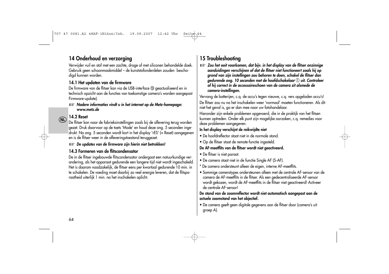 Metz MECABLITZ 48 AF-1 digital Nikon User Manual | Page 64 / 139