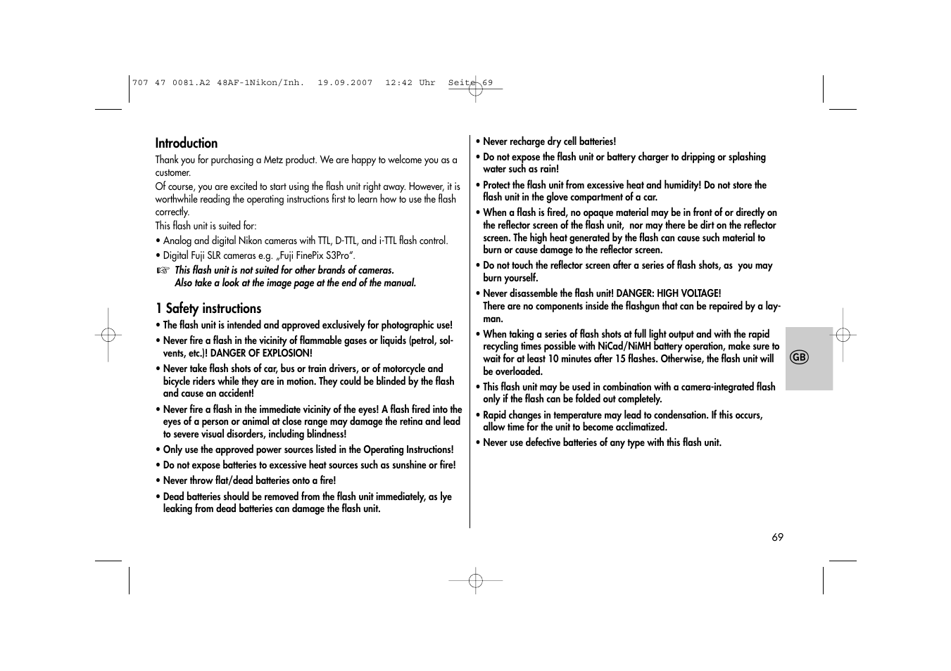Metz MECABLITZ 48 AF-1 digital Nikon User Manual | Page 69 / 139