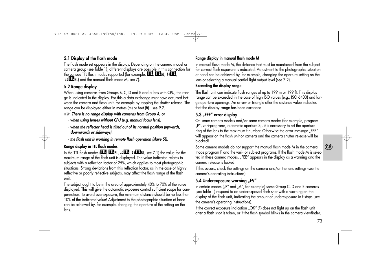 Metz MECABLITZ 48 AF-1 digital Nikon User Manual | Page 73 / 139