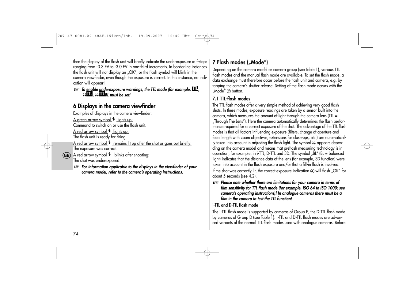 Metz MECABLITZ 48 AF-1 digital Nikon User Manual | Page 74 / 139