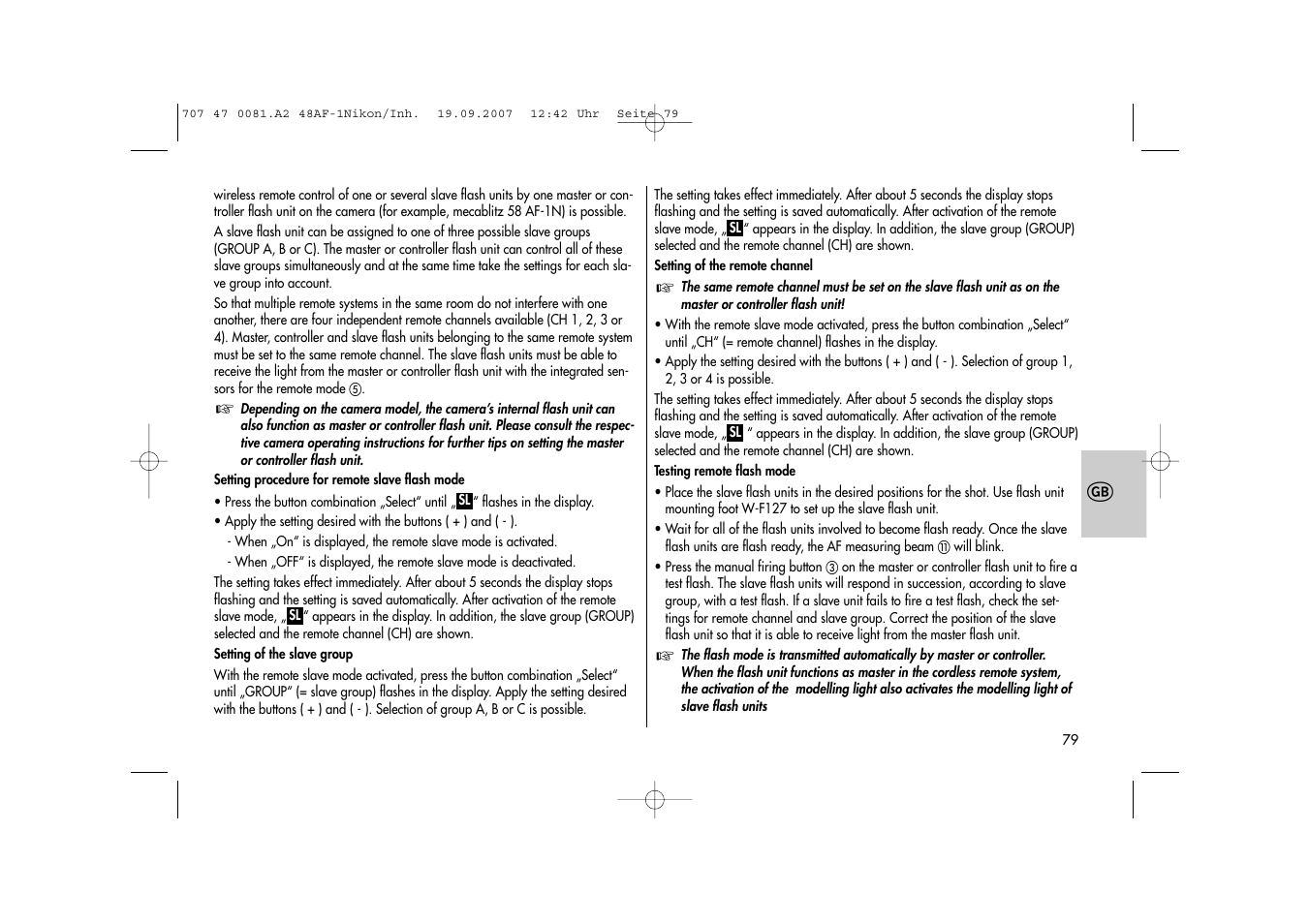 Metz MECABLITZ 48 AF-1 digital Nikon User Manual | Page 79 / 139