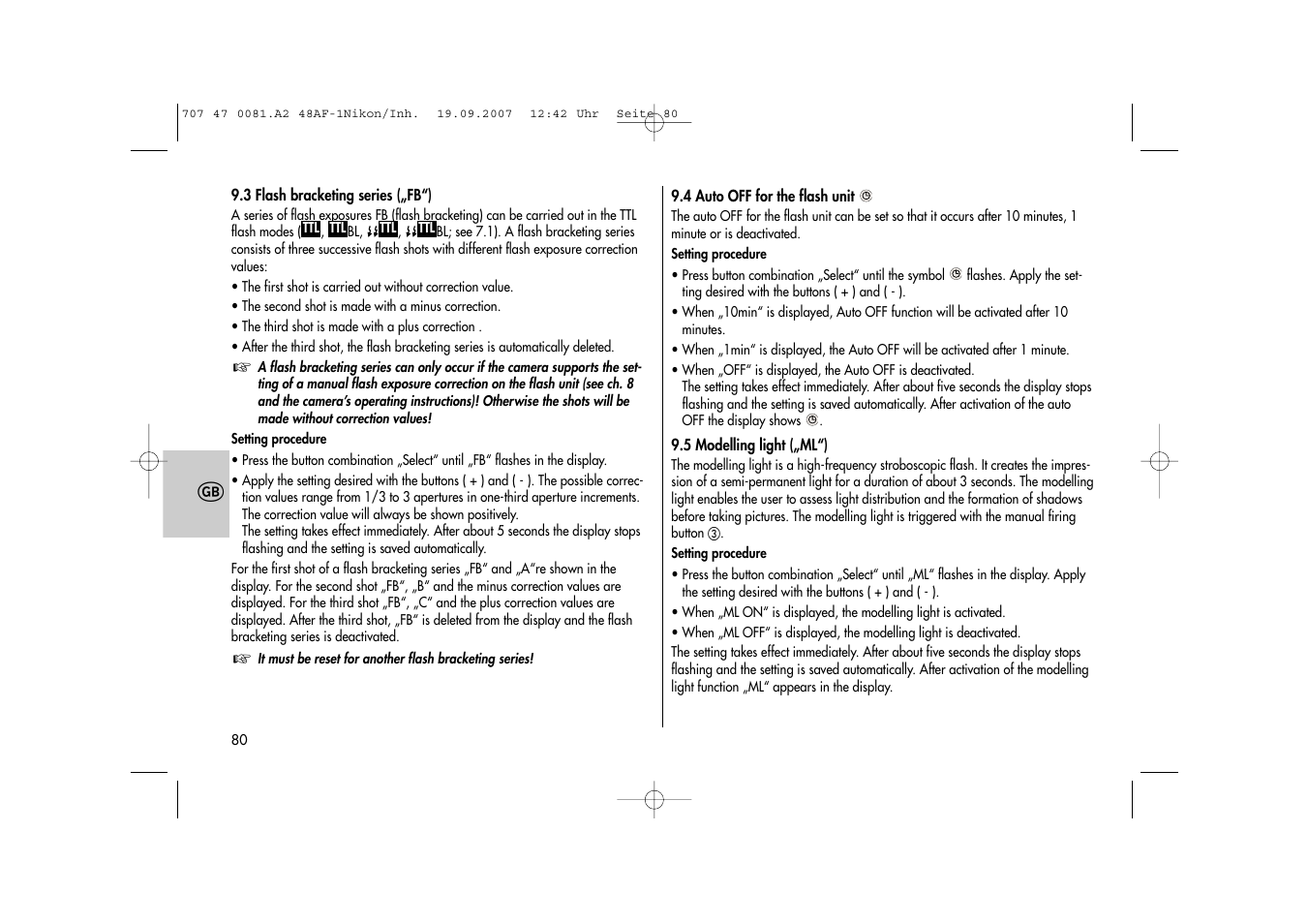 Metz MECABLITZ 48 AF-1 digital Nikon User Manual | Page 80 / 139