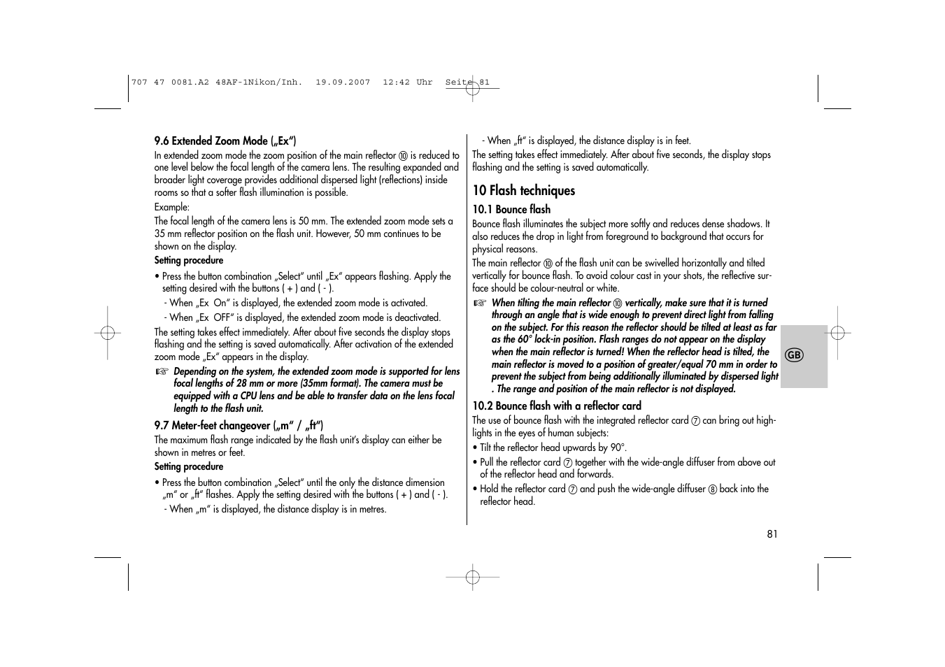 Metz MECABLITZ 48 AF-1 digital Nikon User Manual | Page 81 / 139
