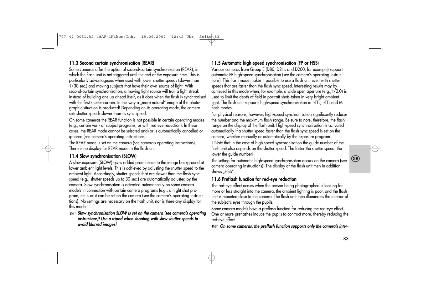 Metz MECABLITZ 48 AF-1 digital Nikon User Manual | Page 83 / 139