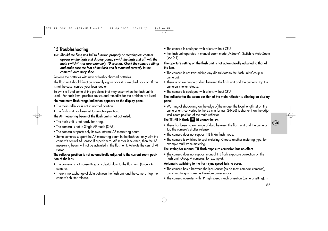 Metz MECABLITZ 48 AF-1 digital Nikon User Manual | Page 85 / 139