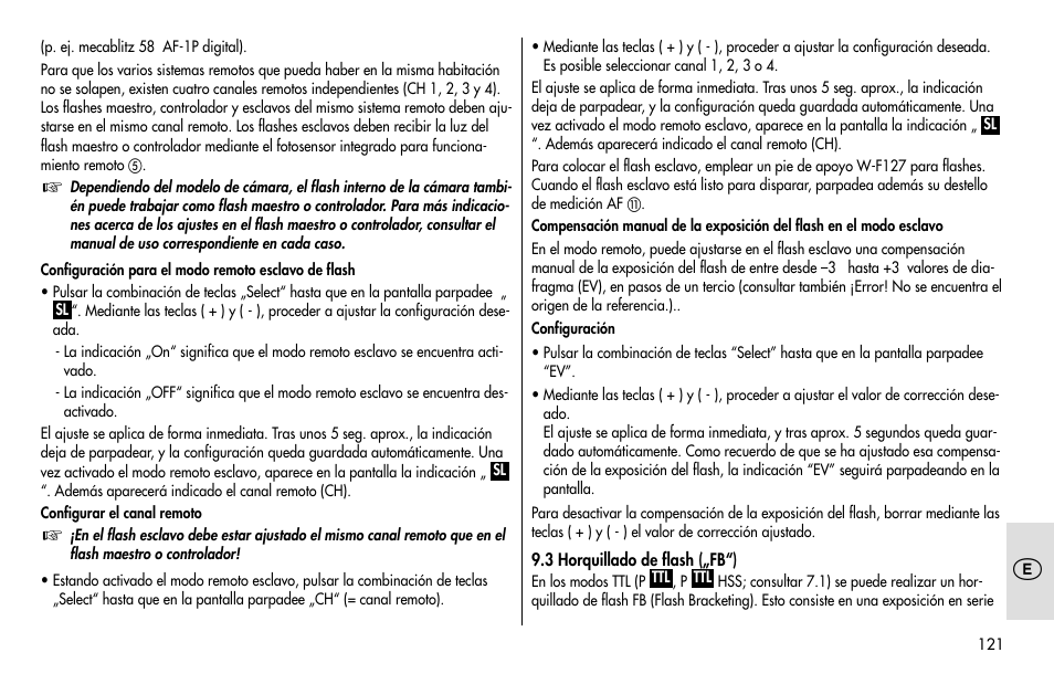 Metz MECABLITZ 48 AF-1 digital Pentax User Manual | Page 121 / 140