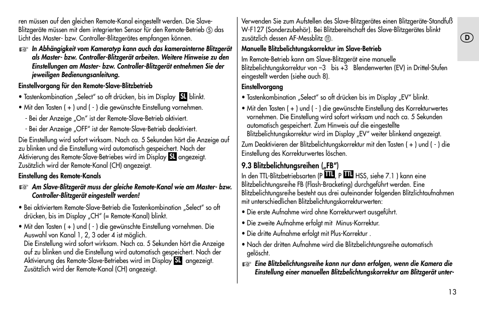 Metz MECABLITZ 48 AF-1 digital Pentax User Manual | Page 13 / 140