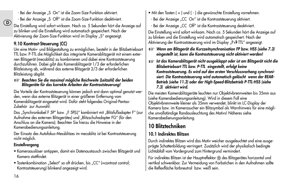 Metz MECABLITZ 48 AF-1 digital Pentax User Manual | Page 16 / 140