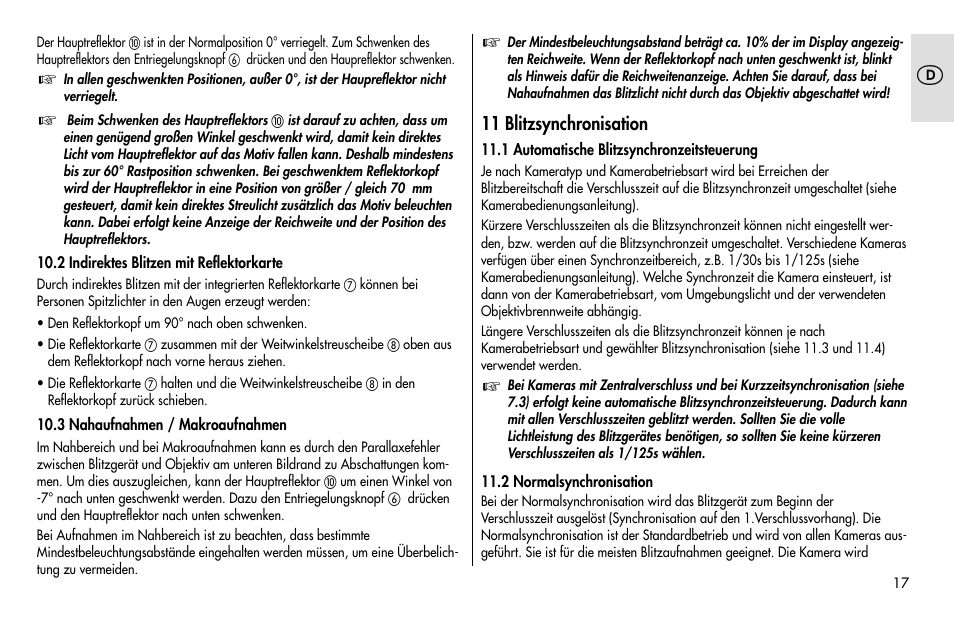 Metz MECABLITZ 48 AF-1 digital Pentax User Manual | Page 17 / 140