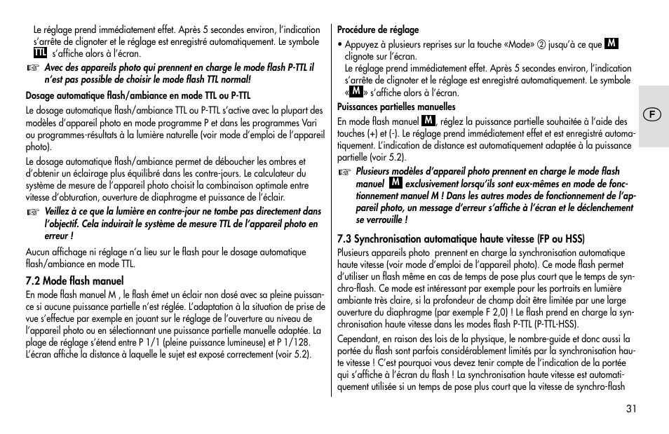 Metz MECABLITZ 48 AF-1 digital Pentax User Manual | Page 31 / 140