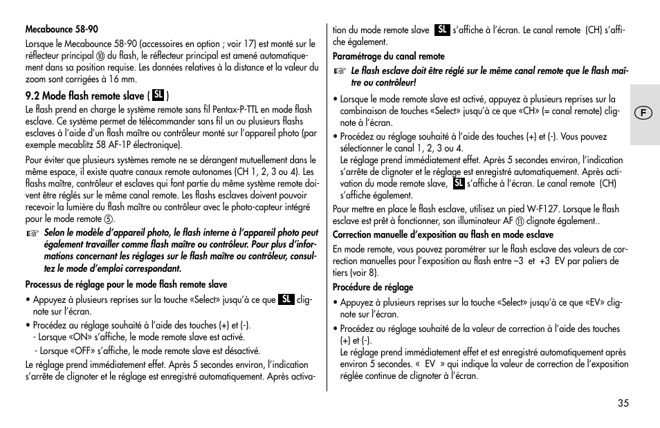 Metz MECABLITZ 48 AF-1 digital Pentax User Manual | Page 35 / 140