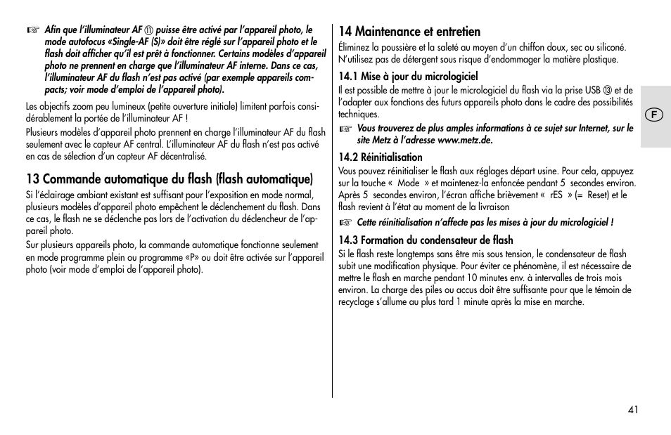 Metz MECABLITZ 48 AF-1 digital Pentax User Manual | Page 41 / 140