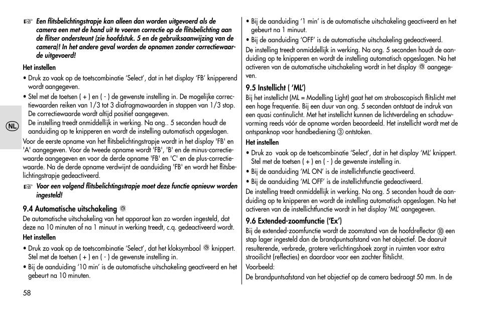 Metz MECABLITZ 48 AF-1 digital Pentax User Manual | Page 58 / 140