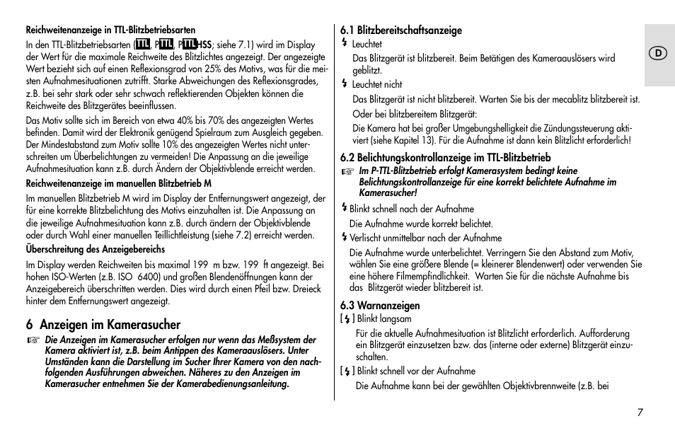 Metz MECABLITZ 48 AF-1 digital Pentax User Manual | Page 7 / 140