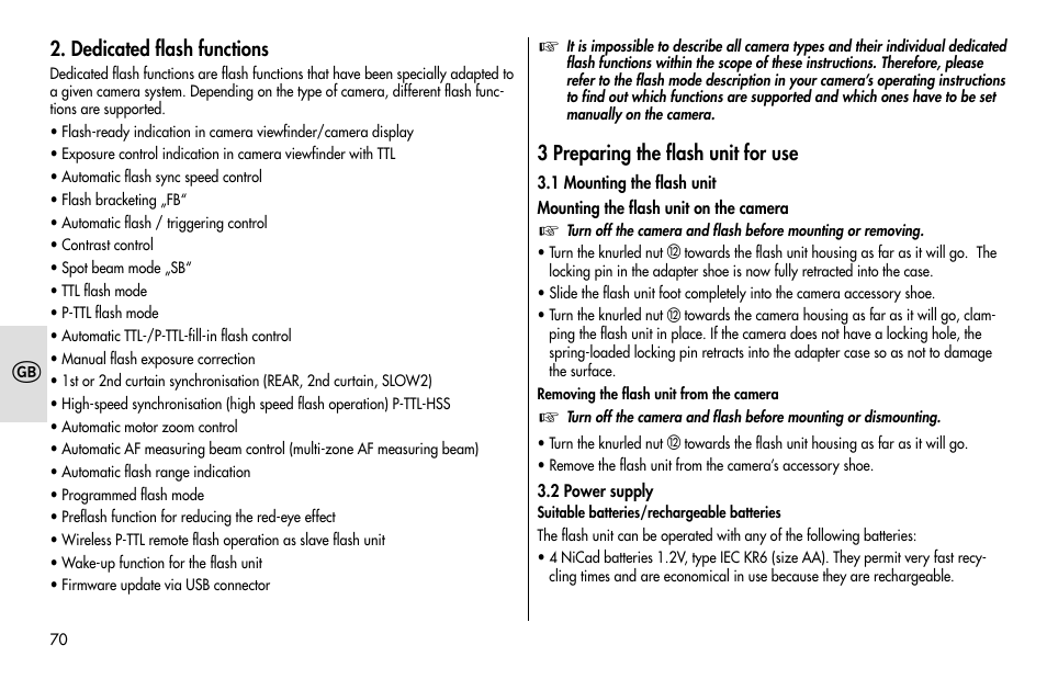 Metz MECABLITZ 48 AF-1 digital Pentax User Manual | Page 70 / 140