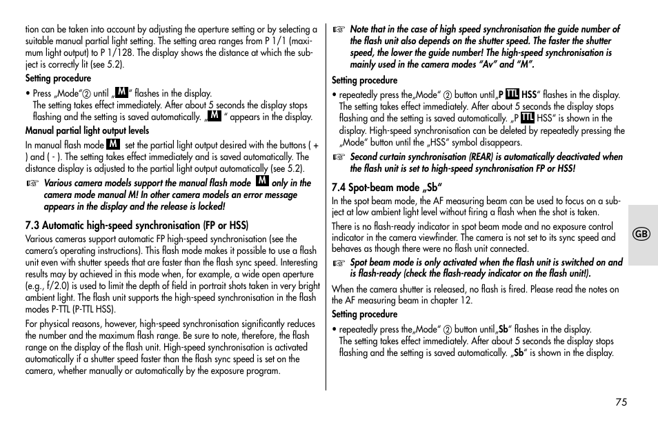 Metz MECABLITZ 48 AF-1 digital Pentax User Manual | Page 75 / 140