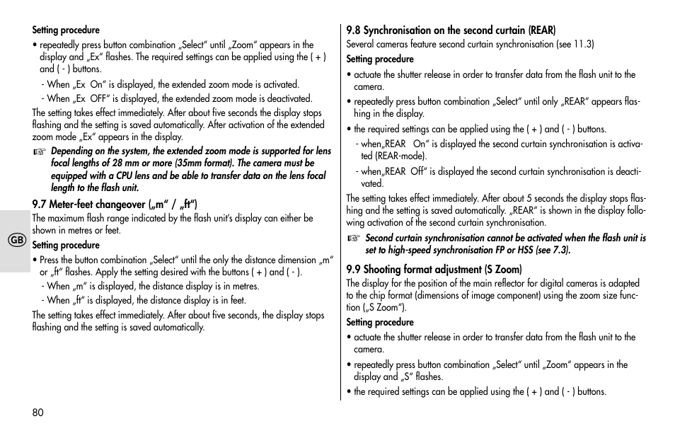 Metz MECABLITZ 48 AF-1 digital Pentax User Manual | Page 80 / 140