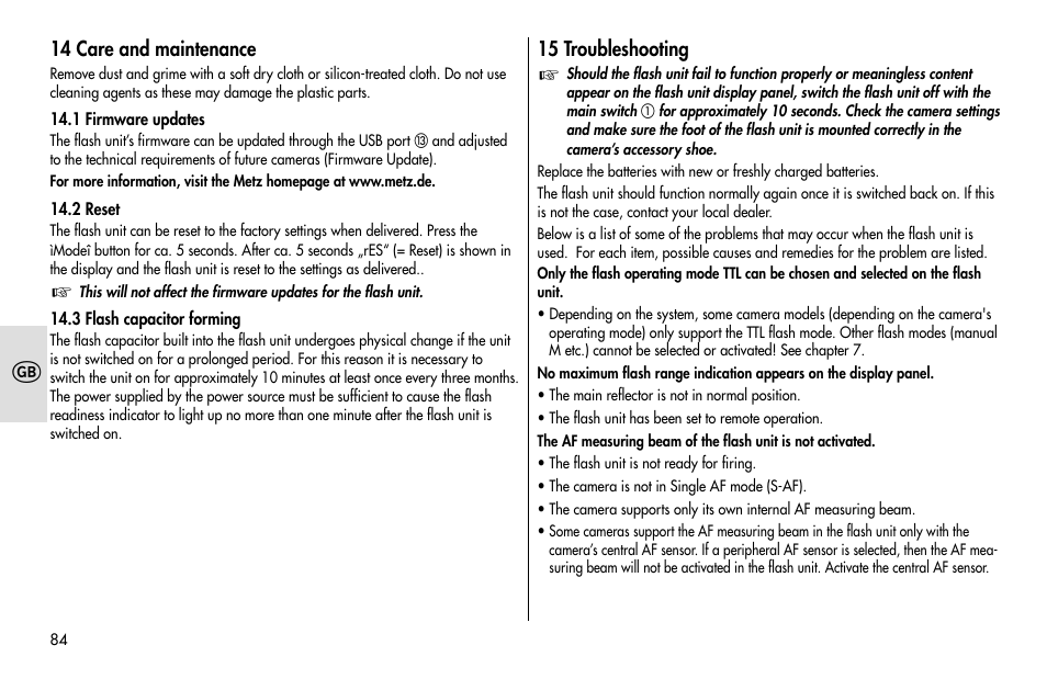Metz MECABLITZ 48 AF-1 digital Pentax User Manual | Page 84 / 140