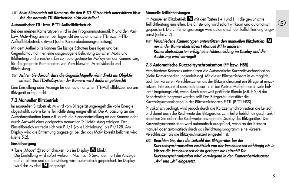 Metz MECABLITZ 48 AF-1 digital Pentax User Manual | Page 9 / 140