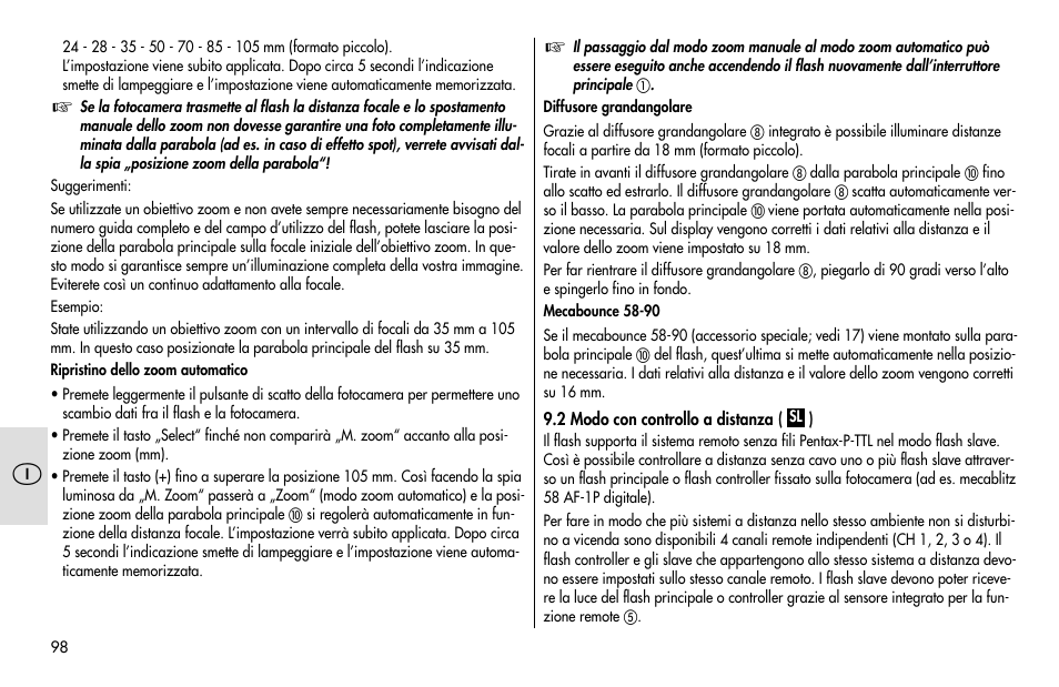 Metz MECABLITZ 48 AF-1 digital Pentax User Manual | Page 98 / 140