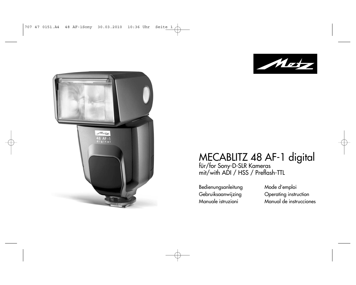 Metz MECABLITZ 48 AF-1 digital Sony User Manual | 125 pages
