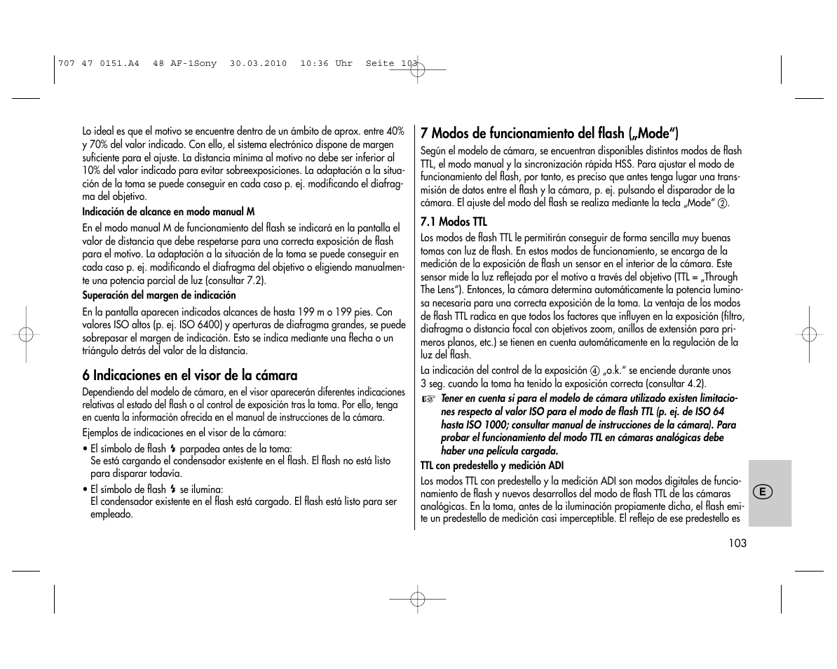 Metz MECABLITZ 48 AF-1 digital Sony User Manual | Page 103 / 125