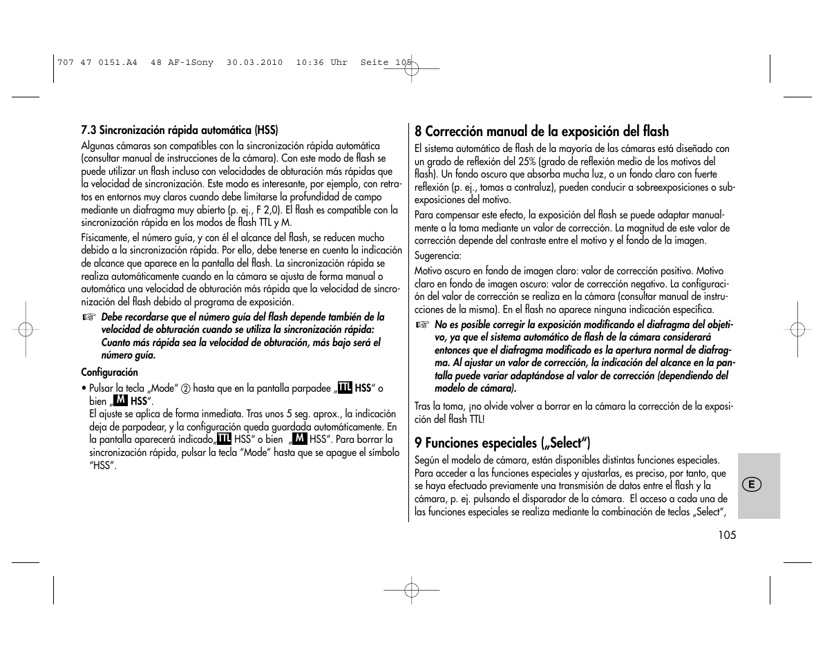 Metz MECABLITZ 48 AF-1 digital Sony User Manual | Page 105 / 125