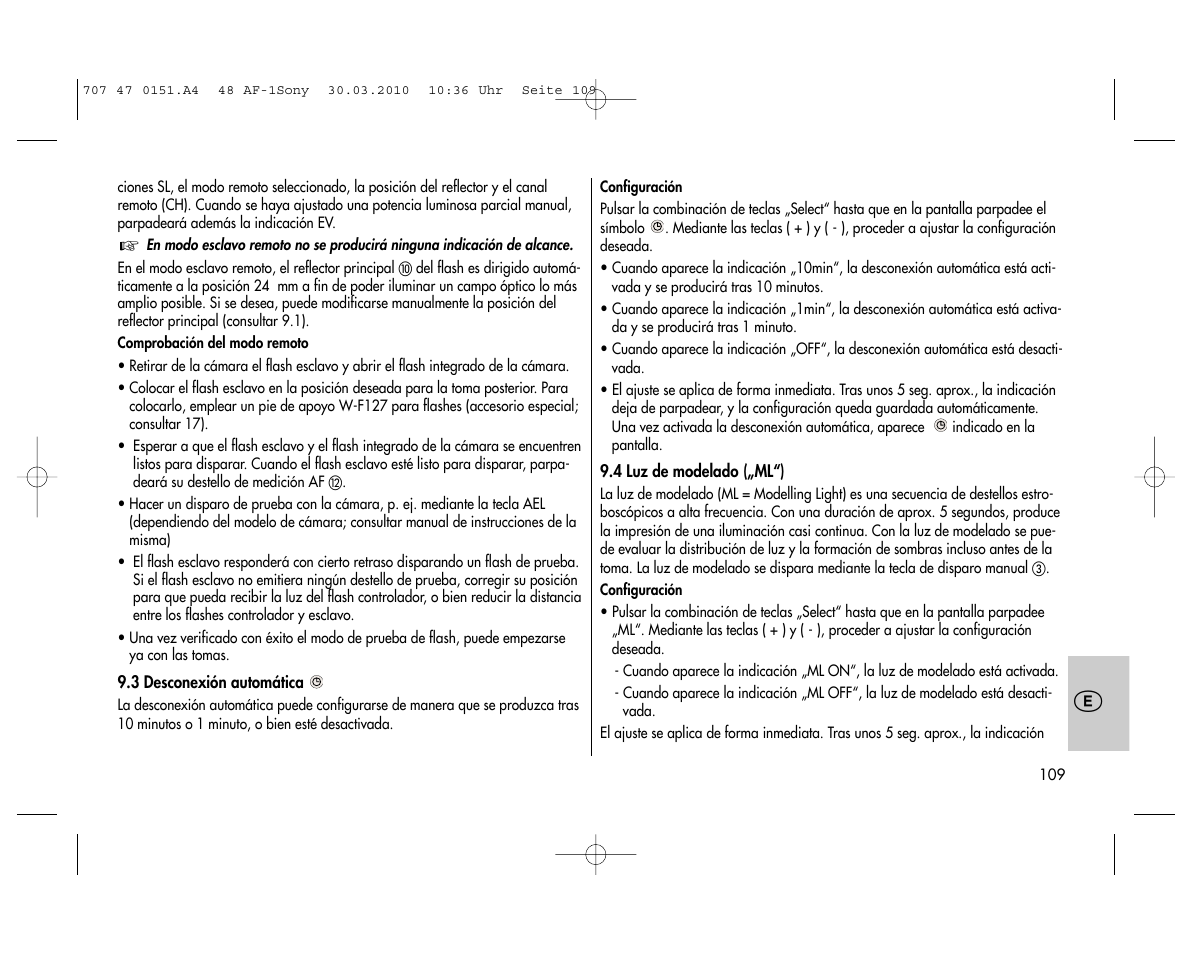 Metz MECABLITZ 48 AF-1 digital Sony User Manual | Page 109 / 125