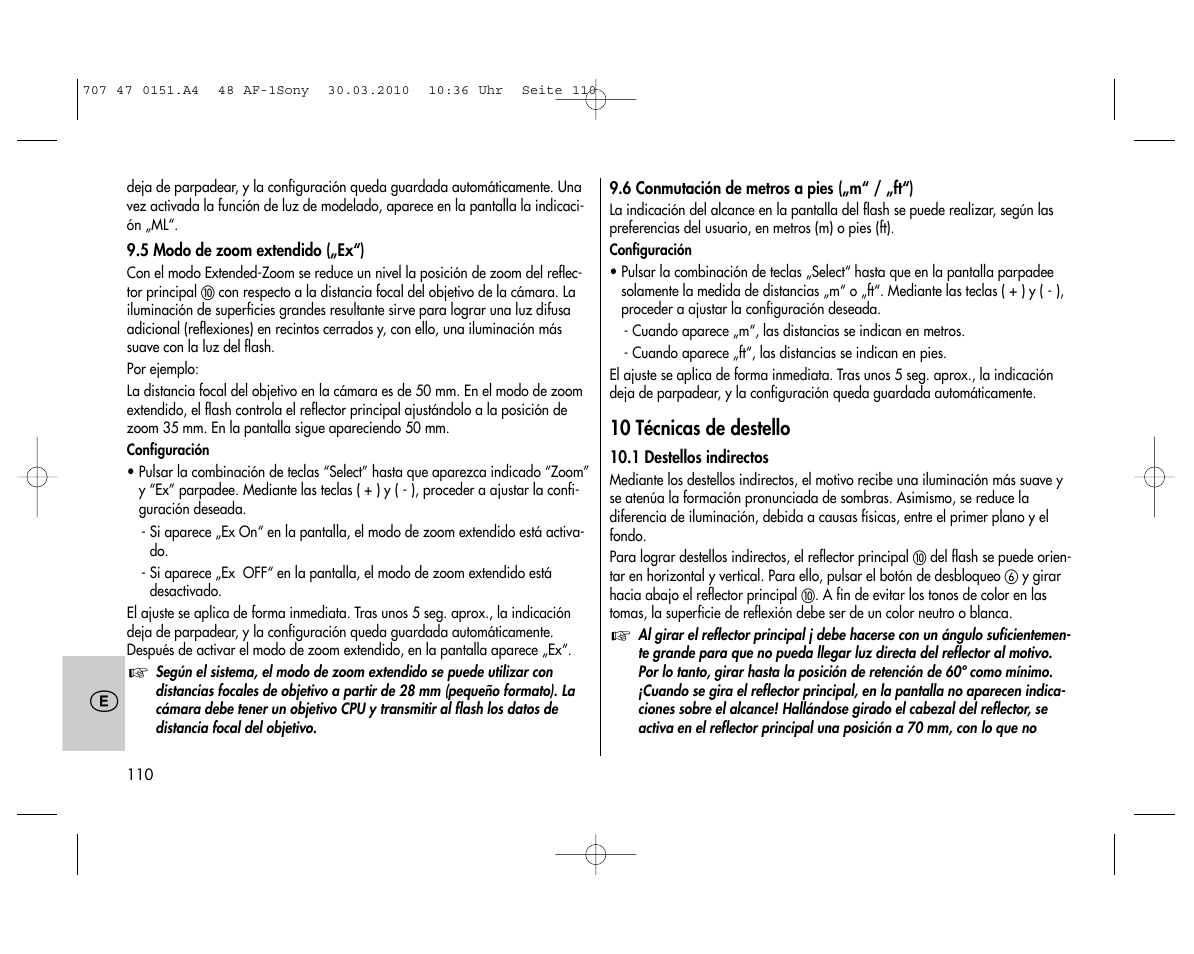 Metz MECABLITZ 48 AF-1 digital Sony User Manual | Page 110 / 125