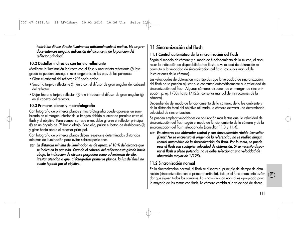 Metz MECABLITZ 48 AF-1 digital Sony User Manual | Page 111 / 125