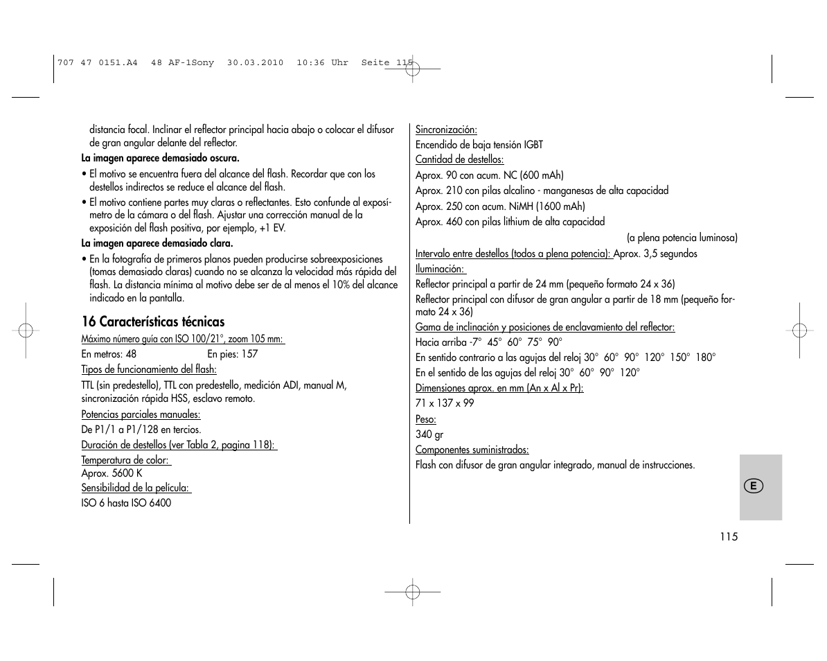 Metz MECABLITZ 48 AF-1 digital Sony User Manual | Page 115 / 125