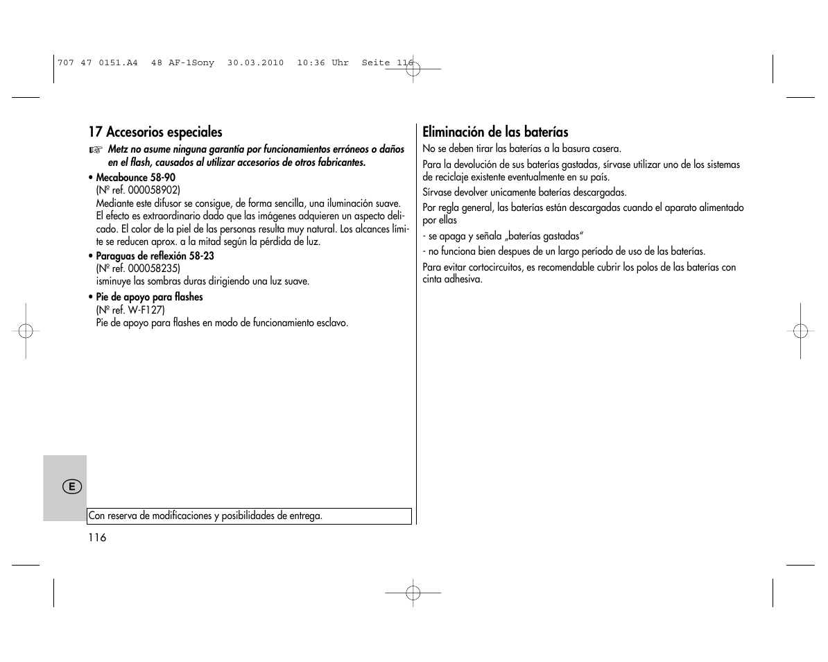 Metz MECABLITZ 48 AF-1 digital Sony User Manual | Page 116 / 125