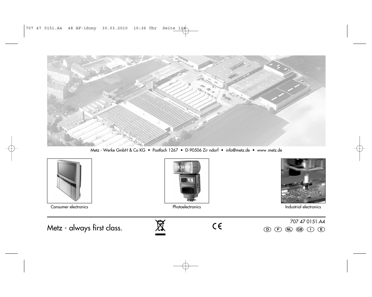 Metz - always first class | Metz MECABLITZ 48 AF-1 digital Sony User Manual | Page 125 / 125
