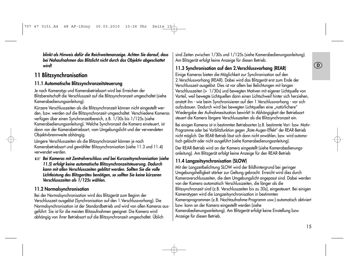 Metz MECABLITZ 48 AF-1 digital Sony User Manual | Page 15 / 125