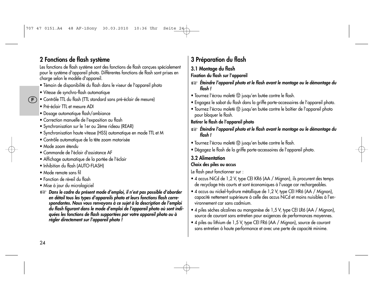 Metz MECABLITZ 48 AF-1 digital Sony User Manual | Page 24 / 125