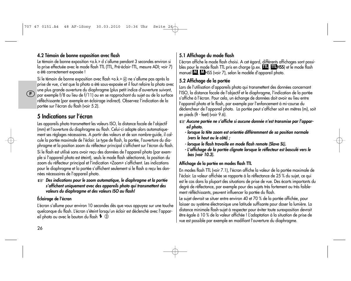 Metz MECABLITZ 48 AF-1 digital Sony User Manual | Page 26 / 125